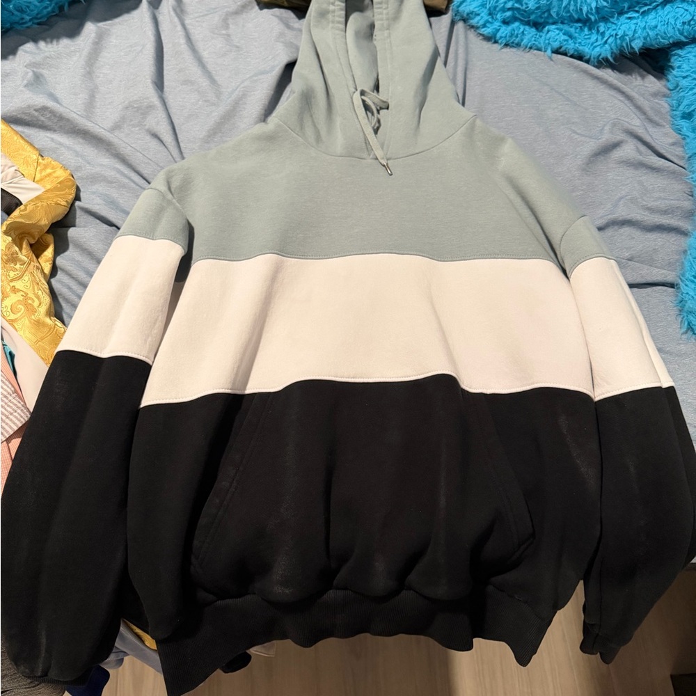 Colorblock Hoodie for Men - Black, White, Gray
